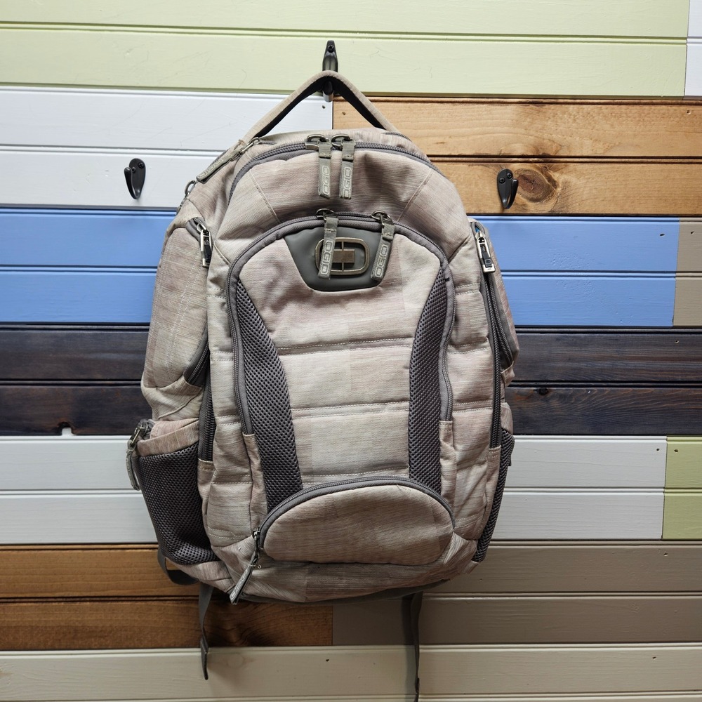 OGIO Laptop Backpack Tan Gray Multi Compartment Tech Bag Travel Commuter